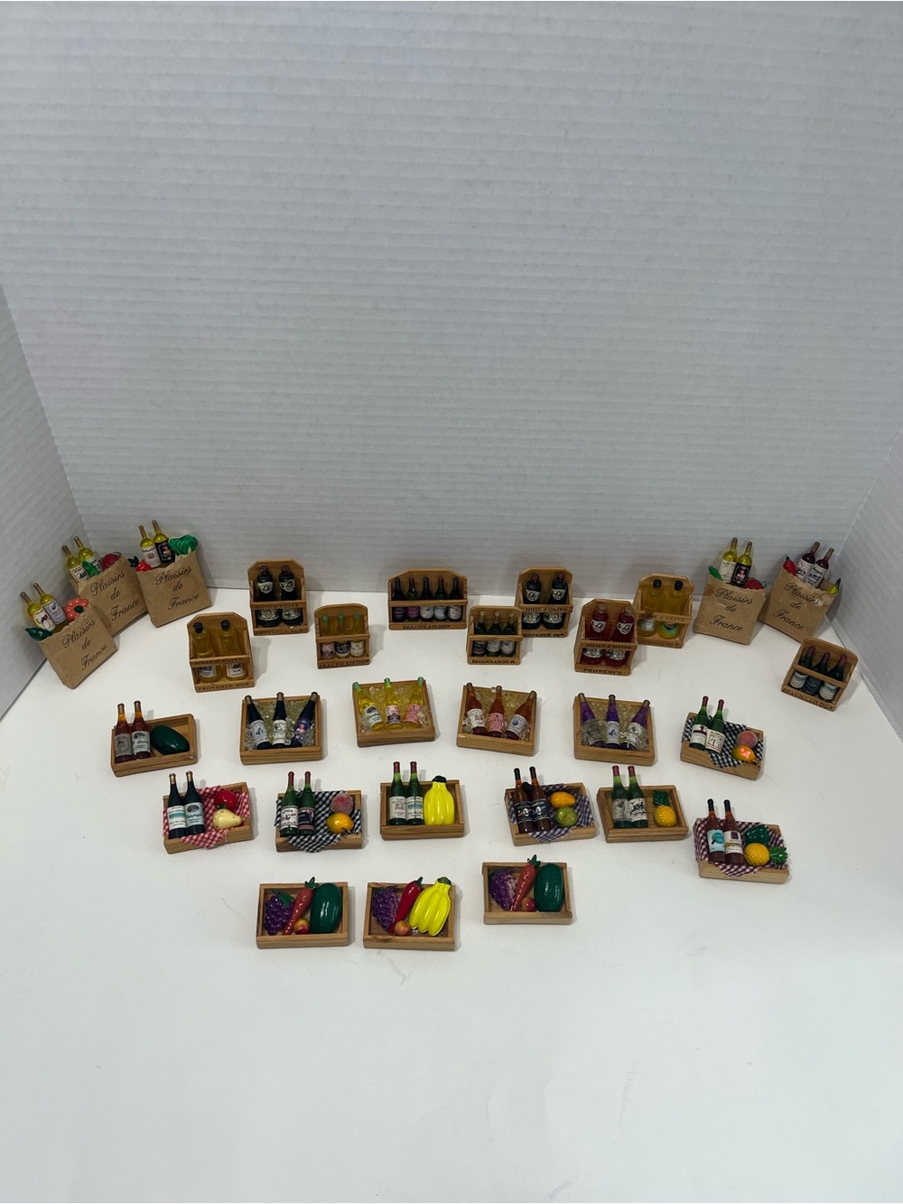 Miniature wine bottle fruits vegetables fridge magnets or doll house mini food